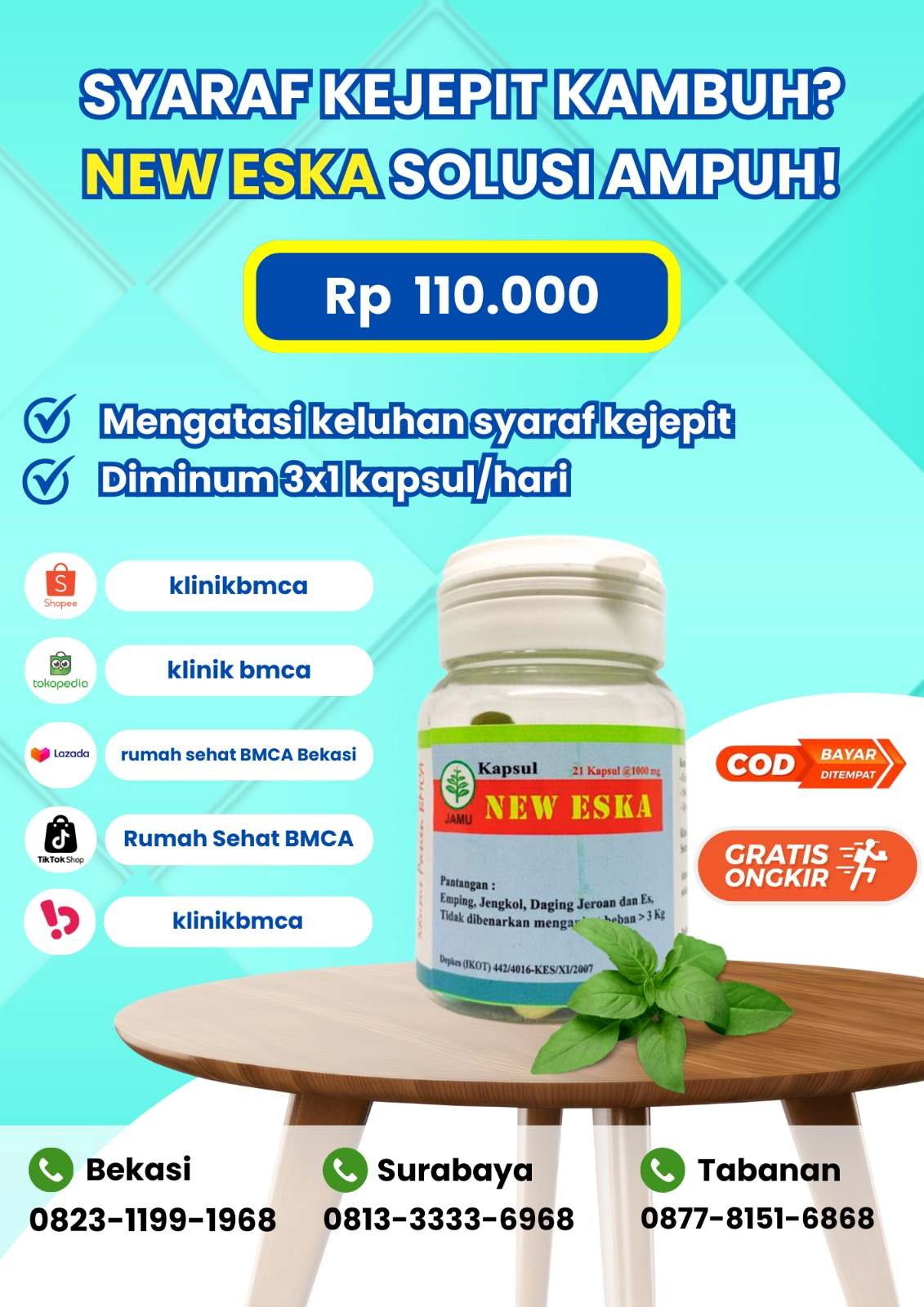 New EsKa Obat Herbal Syaraf Kejepit Terbaik Karya Pakar Herbal Indonesia 